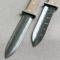Load image into Gallery viewer, Two knives with wooden handles on a gray fabric background
